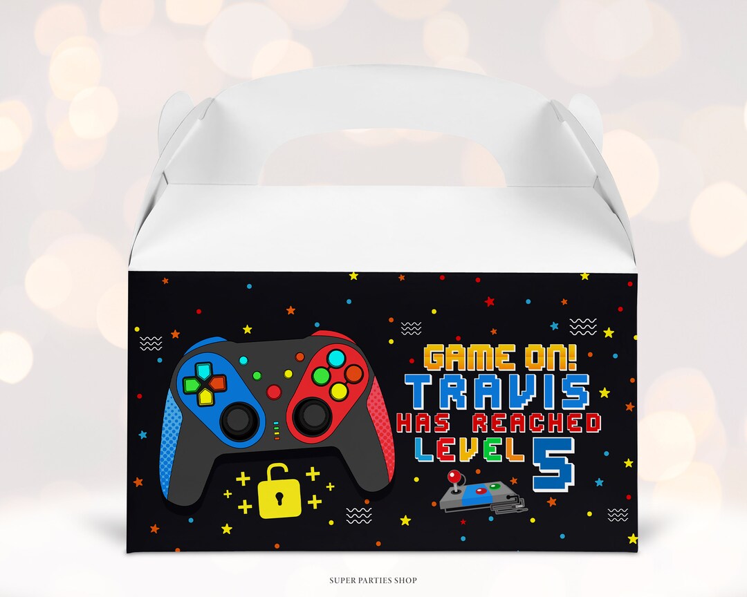 Gamer Gable Box Label Printable, Custom Thank Tag Gamer Birthday, Video ...