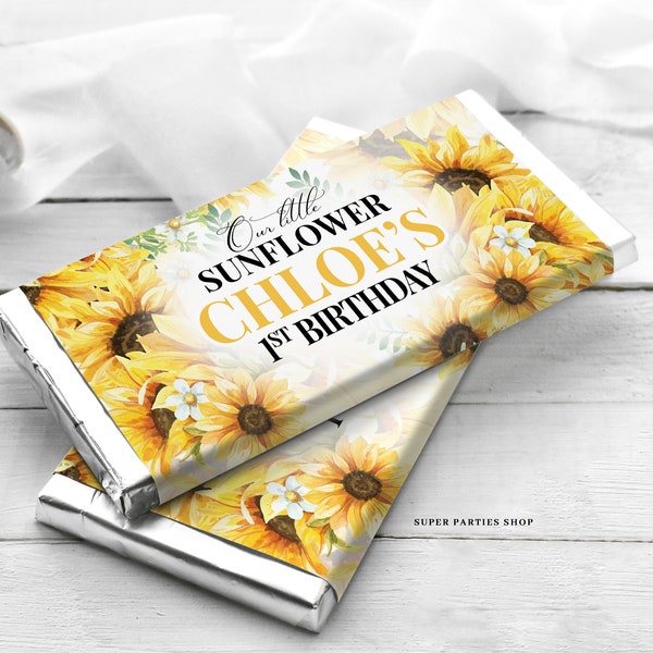 Sonnenblume Candy Bar 1,55oz Label Party Grün Gold Holz, Herbst Sonnenblume Chip Tasche,Sonnenblumen Favorien,Snack Leckerli,Candy Green Gold Chip Digital