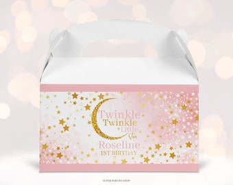 Twinkle Twinkle Little Star Baby Shower Gable Box Label Printable, Twinkle Star, Gender Reveal , 1st Birthday Decor, Only Digital