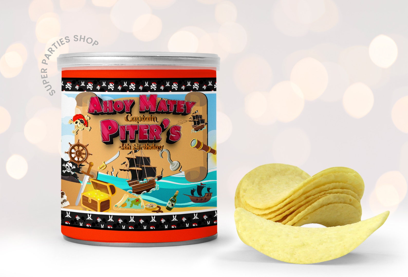 Pirate Chip Potatoes Tube Label Printable Pirate Birthday Etsy