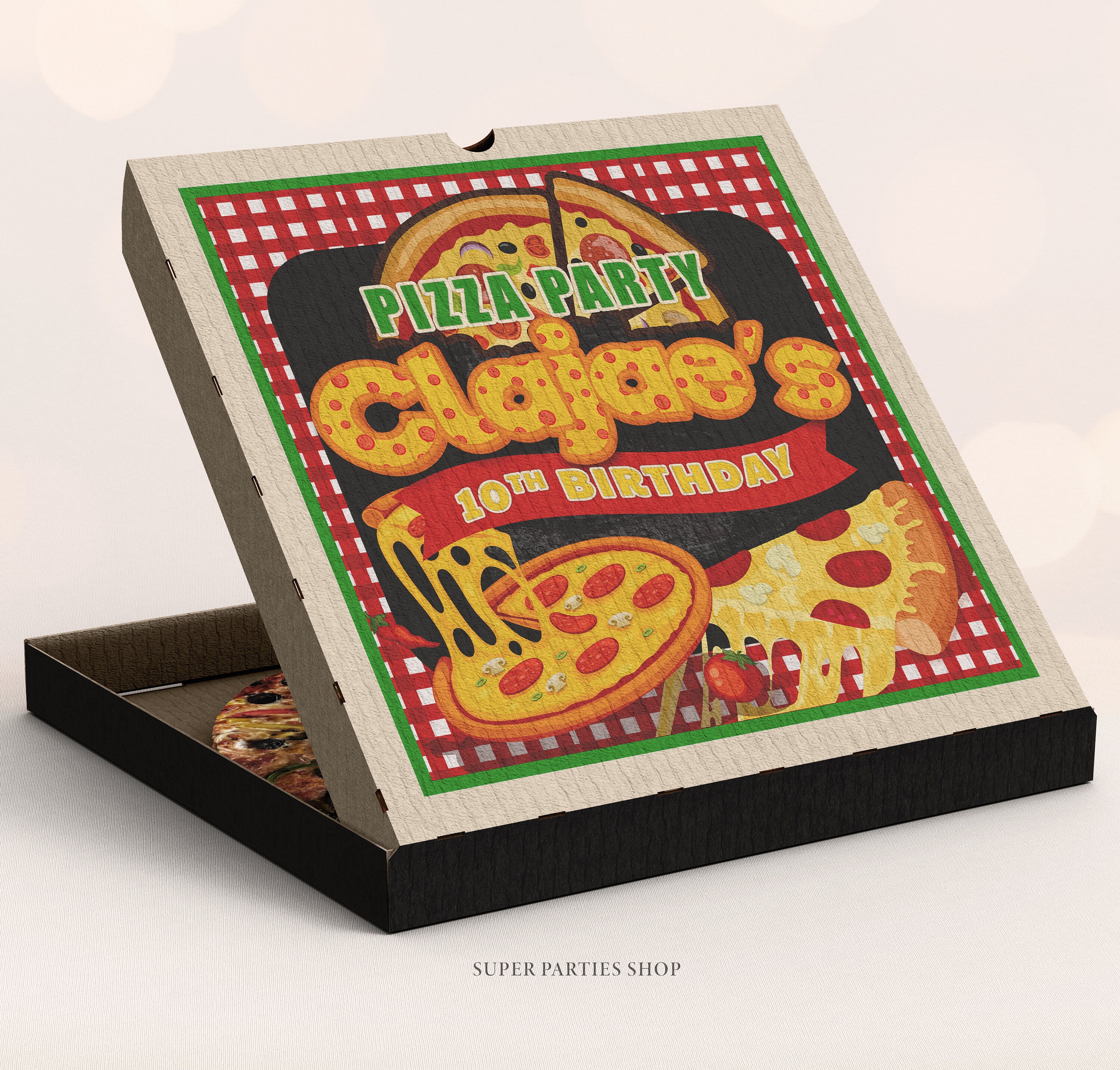 Pizza Party Pizza Box Label 8x8 in Topper Labels Pizza Party Etsy
