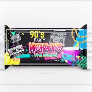 90s Printable Rice Krispies Treats, Snack bag, Candy Bar, Throwback Retro, Love The 80's 90's,  Birthday Hip Hop Favors   DIGITAL ONLY