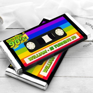 90s Printable Candy Bar Wrapper 1.55 oz, Snack bag, PRINTABLE, Throwback Retro, Love The 80's 90's,  Birthday Hip Hop Favors   DIGITAL ONLY