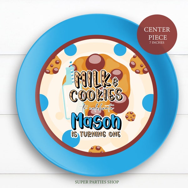 Cookie & Milk Plate Center Piece Printable,Round plate , Cholcolate Chip Birthday, Cookie Baby Shower,Cookie Favor, DIGITAL ONLY