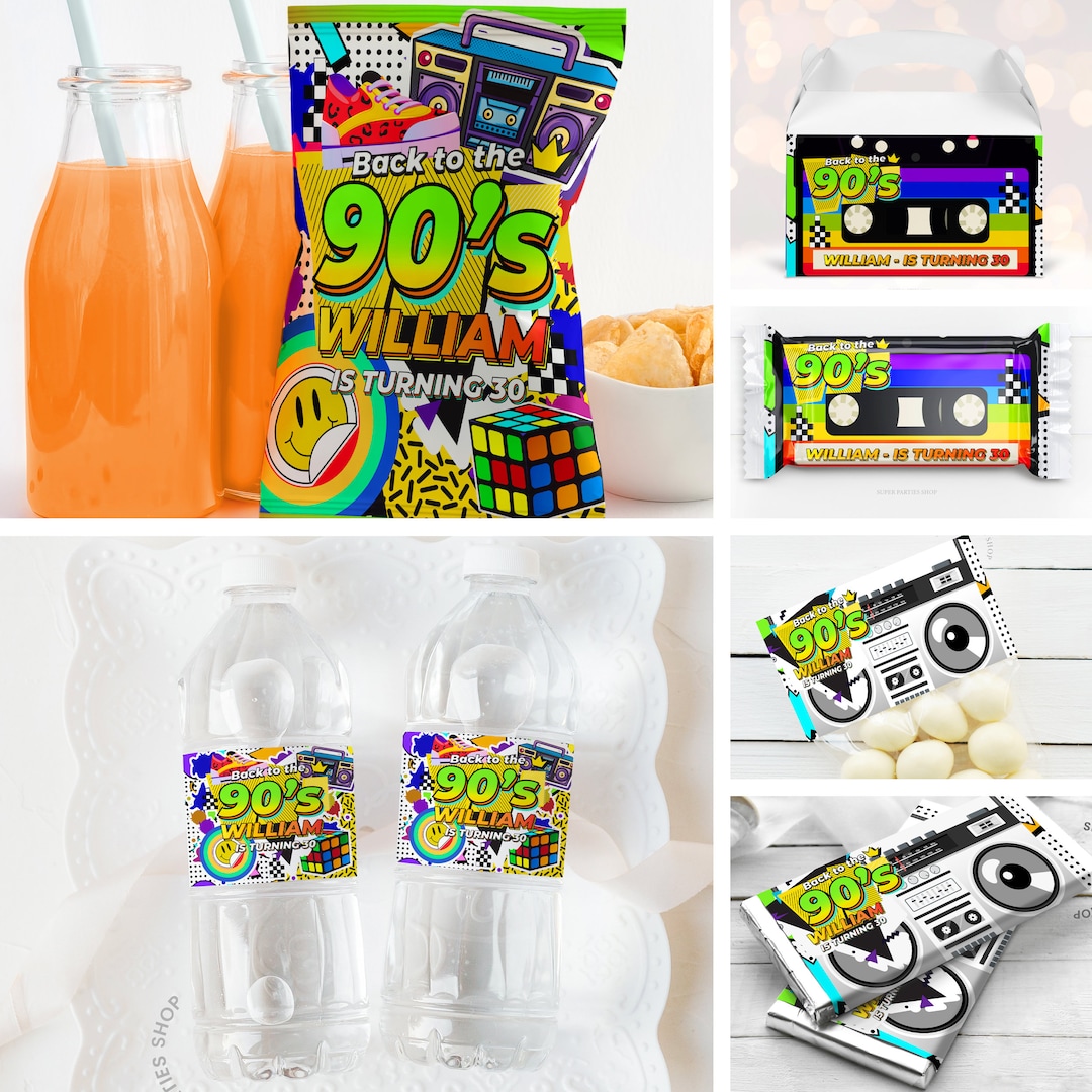 90s Printable Bundle Kit Printable, Snack Bag, Candy Bar, Throwback ...