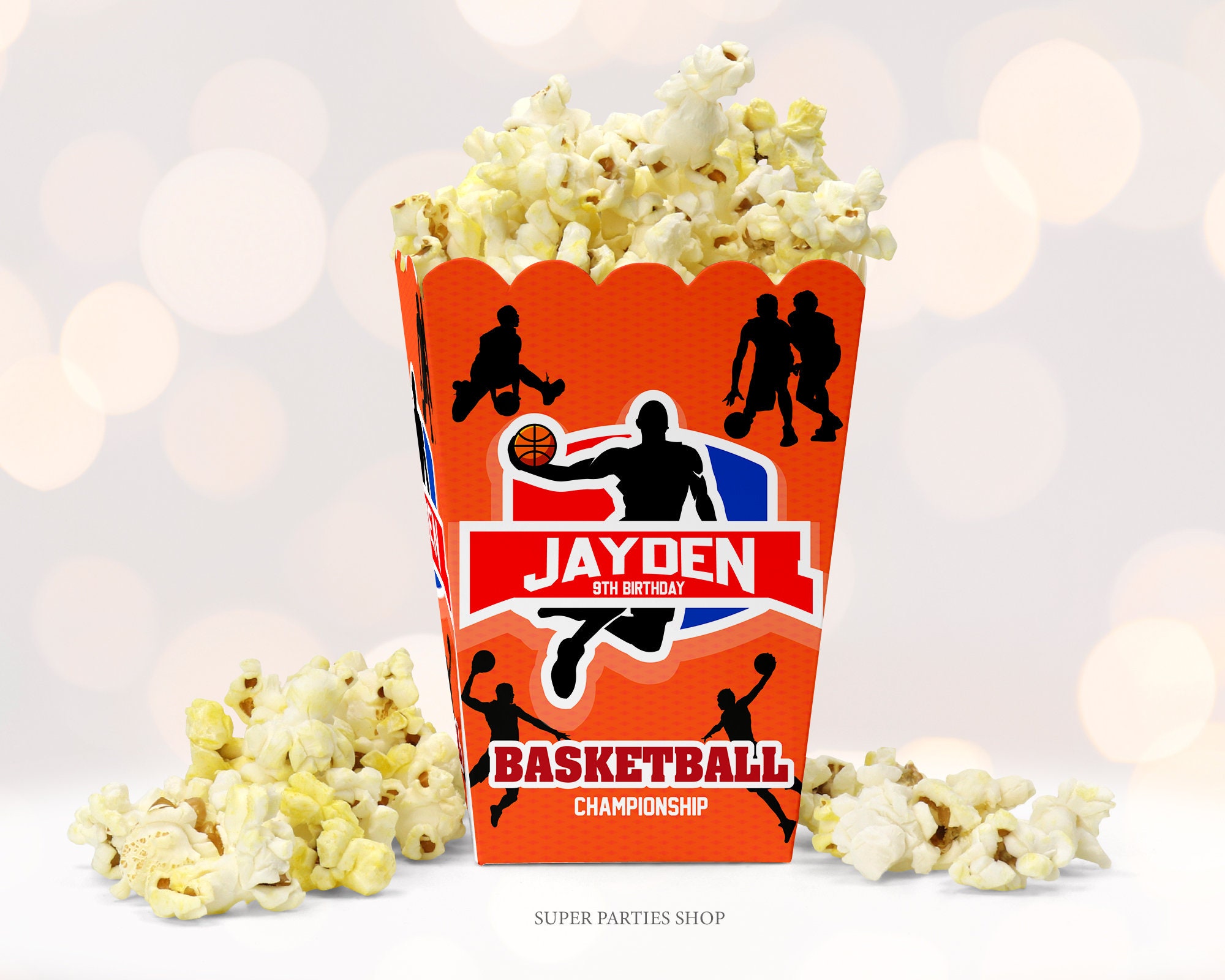 Basketball Popcorn Box Printable Sport Party Potatoes Chip Etsy