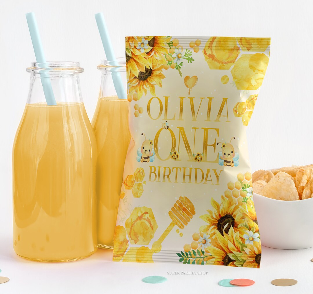 Honey Bee Chip Bags Printable, Snack Treat , Bumble Baby Birthday