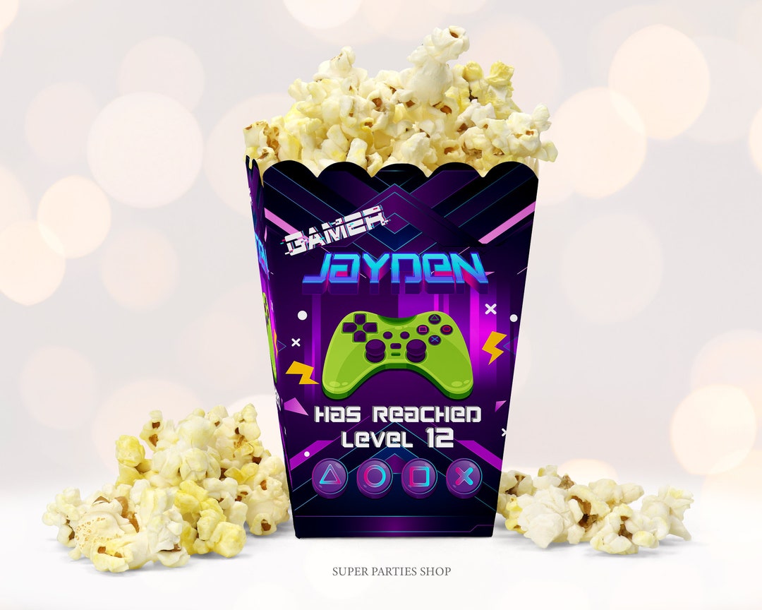 Gamer Popcorn Box Printable, Custom Popcorn Box, Gamer Birthday, Video