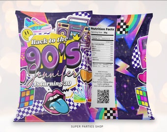 90s Printable Chip Bags Printable, Glow Party, Neon Birthday, Glowing Throwback Retro, Love The 80's 90's | Party Favors   DIGITAL ONLY