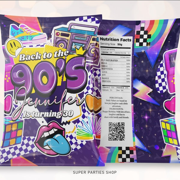 90s Printable Chip Bags Printable, Glow Party, Neon Birthday, Glowing Throwback Retro, Love The 80's 90's | Party Favors   DIGITAL ONLY