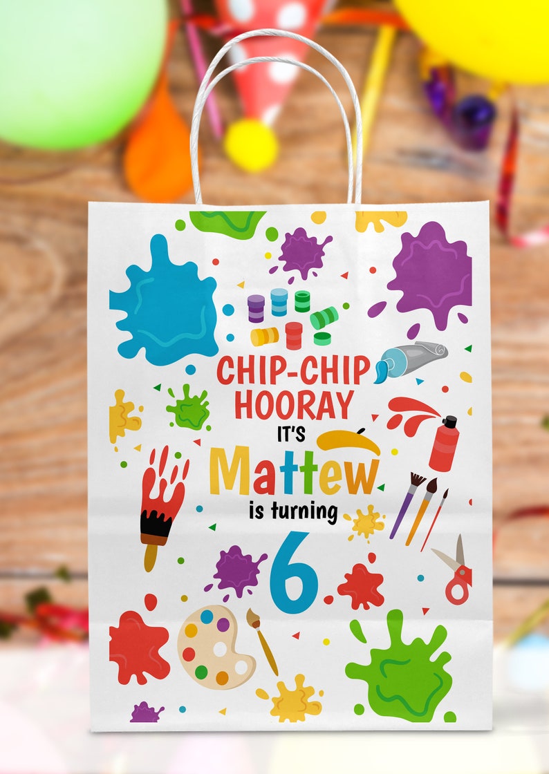 Art Party Goodie Bags Label Printable Snack Treatart Etsy