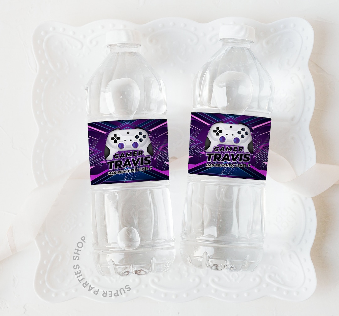 Gamer Water Bottle Label Printable Custom Chip Gamer - Etsy