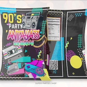 90s Printable Chip Bags, Snack bag, Throwback Retro, Love The 80's 90's,  Birthday Gold Hip Hop | Party Favors   DIGITAL ONLY