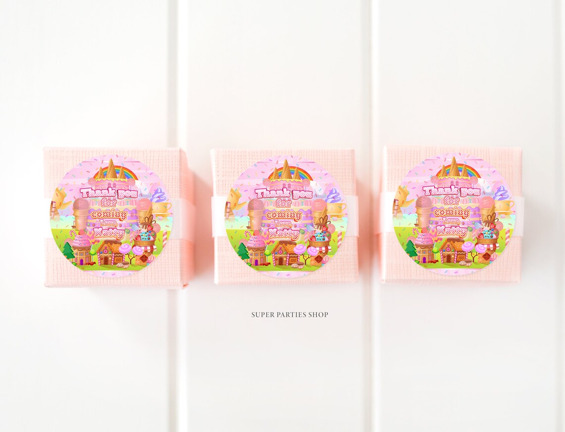 CANDYLAND Thank You Tag Printable Candyland Party Favors Etsy