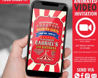 Circus Video Invitation, Circus  invitation, Carnival Invitation, Circus Carnival birthday invitation, Circus Invite Kids Birthday party