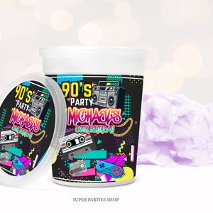 90s Cotton Candy Label Printable Throwback Retro, Love The 80's 90's,  Birthday Gold Hip Hop | Party Favors   DIGITAL ONLY