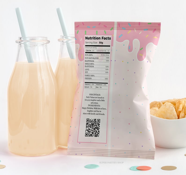 Ice Cream Chip Bags Printable, Snack Treat , Ice Cream Birthday, Ice Cream Label, Candy Bags Wrapper,Sparkles Chips Bags, DIGITAL 0002 image 3
