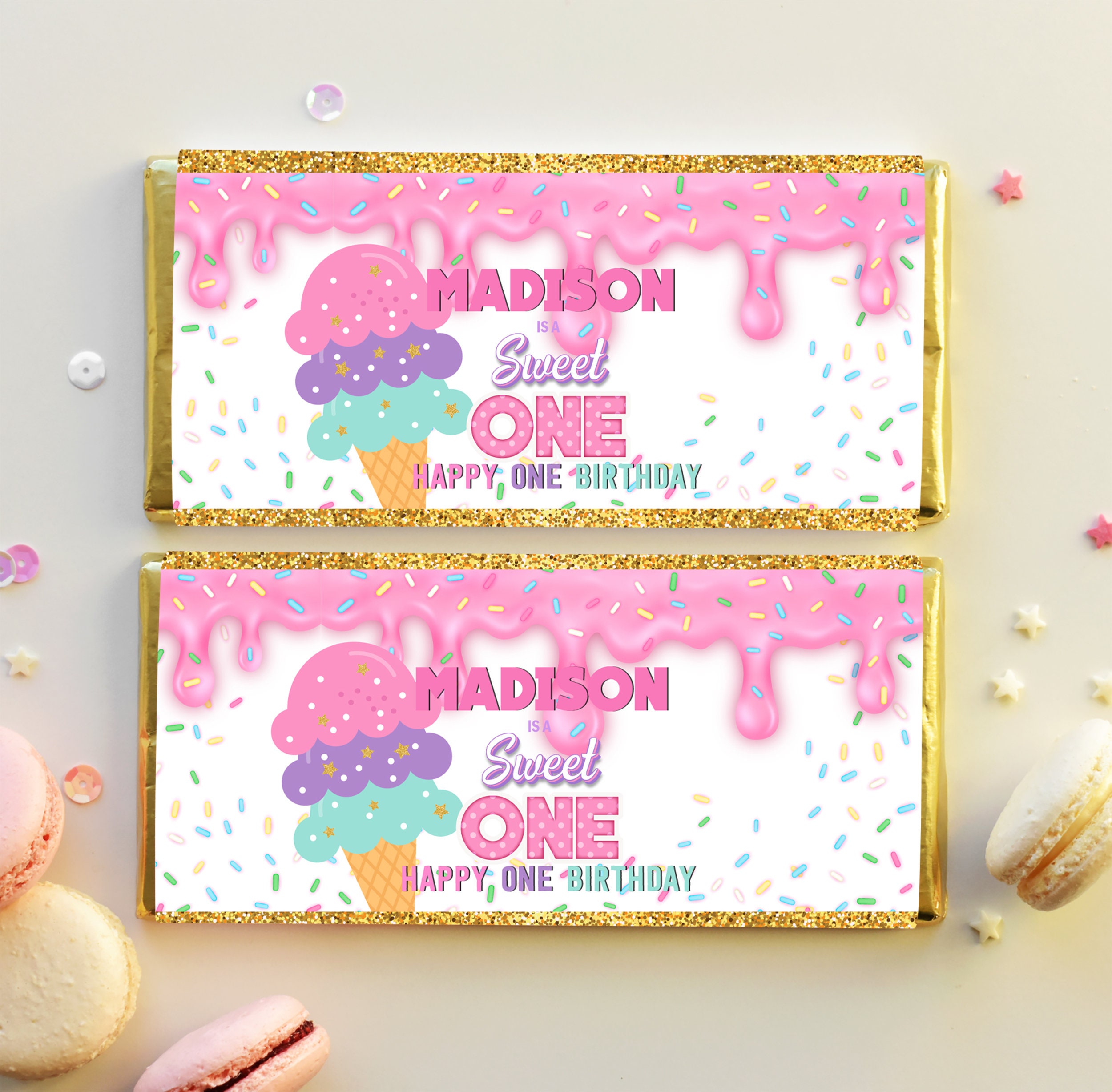 Ice Cream Candy bar 1.55oz Printable Snack Treat Ice Cream Etsy