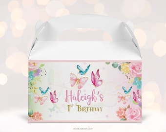 Butterfly Gable Box Label Printable, Craft Box Label, Snack Treat , Unicorn Magical Birthday,Label, Candy Bag Wrapper,Sparkles, DIGITAL 0001