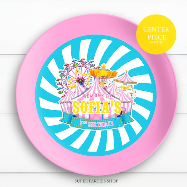 Circus Party Printable Center Piece Plate , Circus tent  birthday party Plate, Circus Carnival Plate , Circus Carnival decor