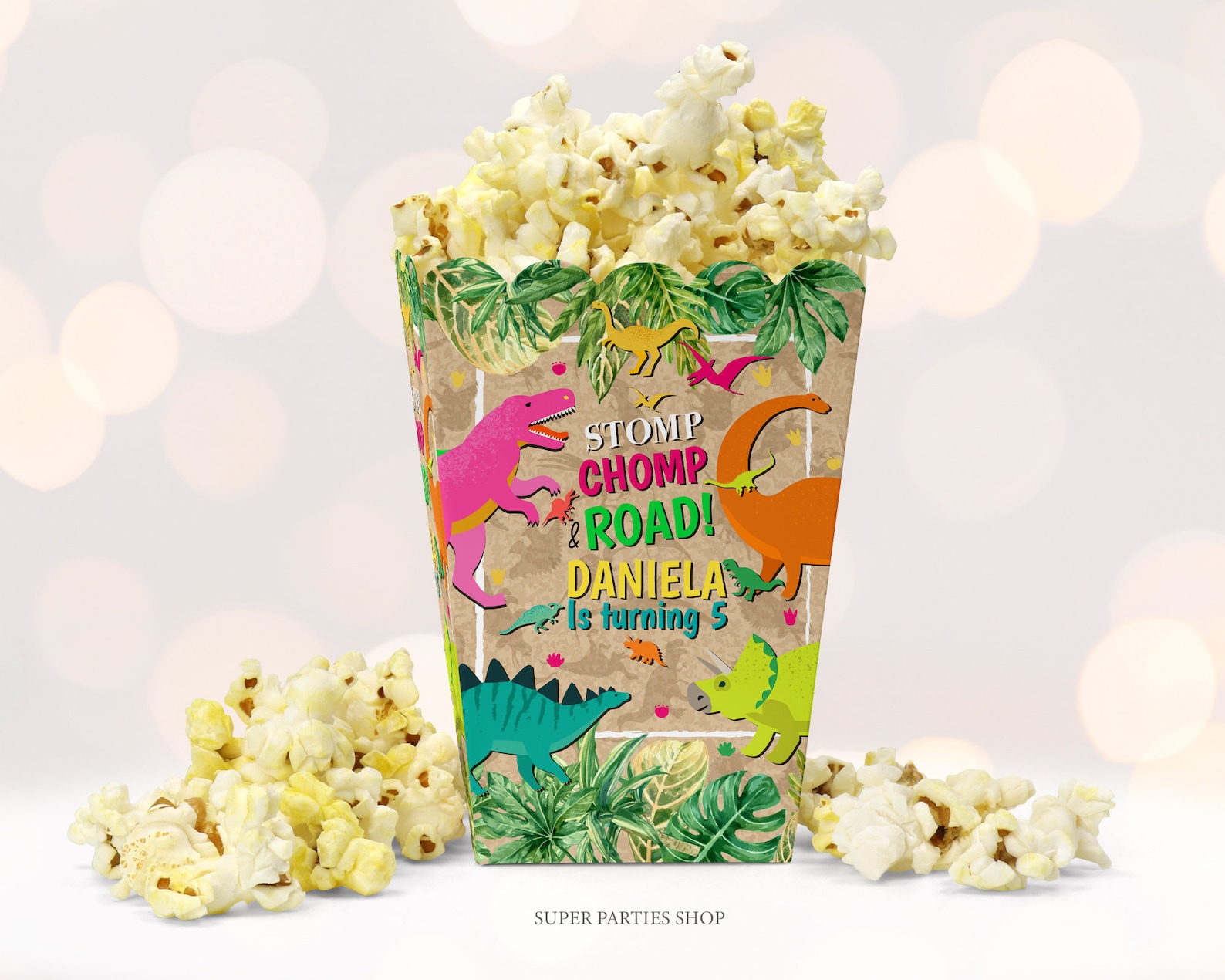 DInosaur Popcorn Box Printable Dino birthday party chip bag Etsy