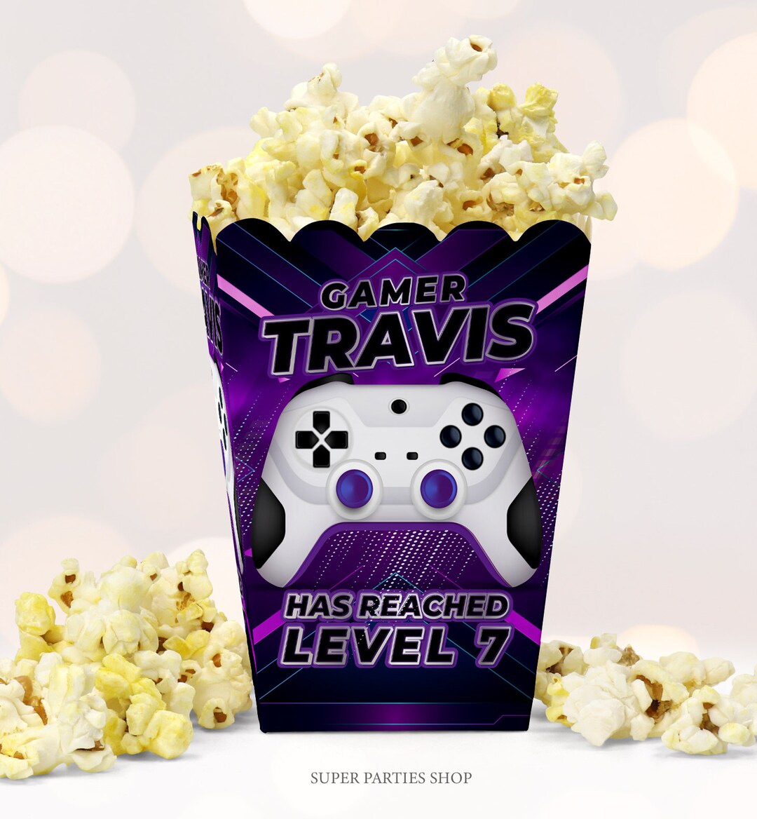 Gamer Popcorn Box Printable, Custom Popcorn Box, Gamer Birthday, Video