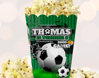 Soccer Party Popcorn Box Craft Printable  - Soccer Wrapper, Soccer BirthdayFootball, Soccer Favor Party DIGITAL ONLY