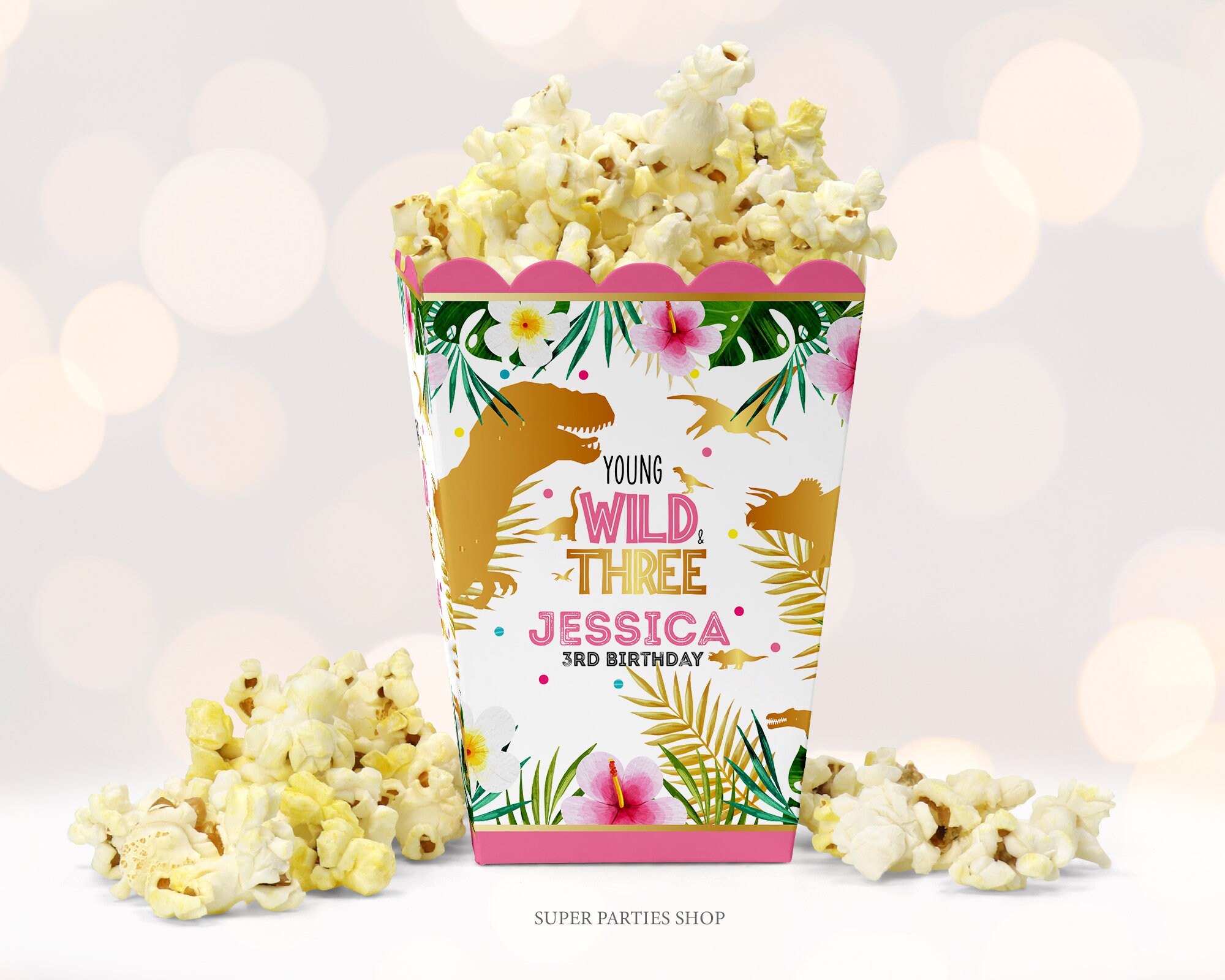 DInosaur Popcorn Box Printable Dino birthday party chip bag | Etsy
