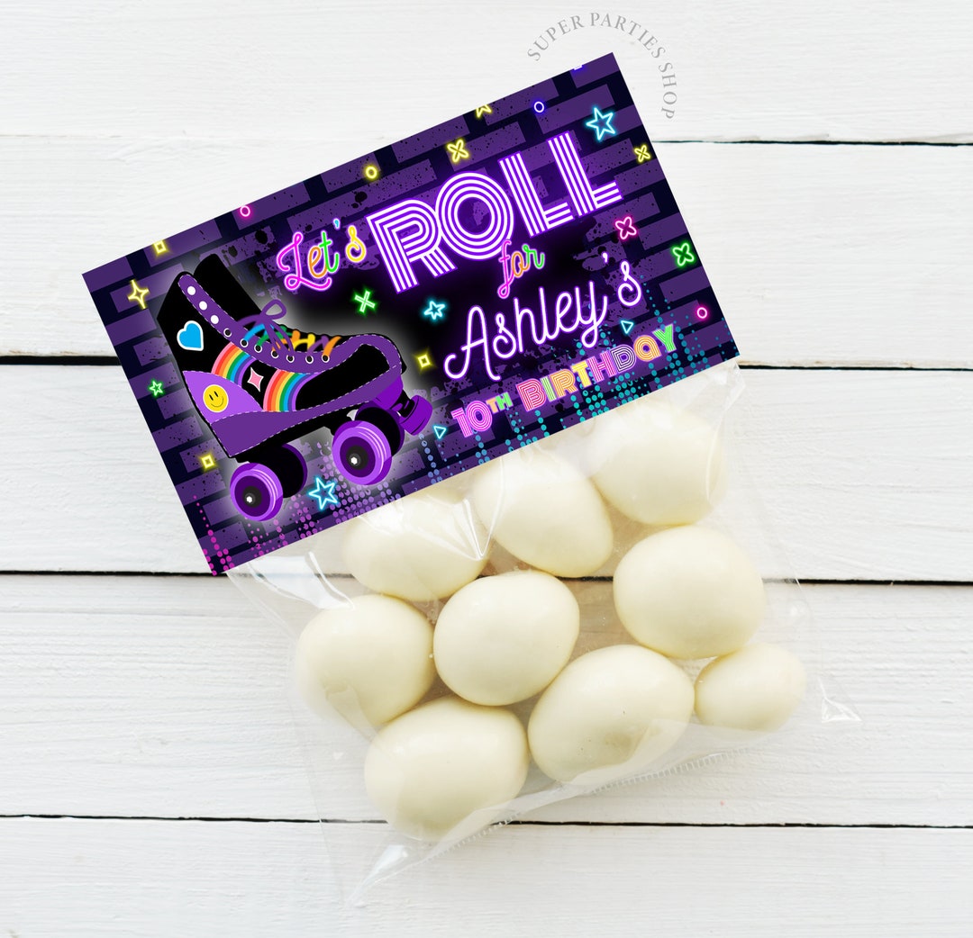 Roller Skate Candy Bag Topper Labels, Roller Skates Favors, Roller