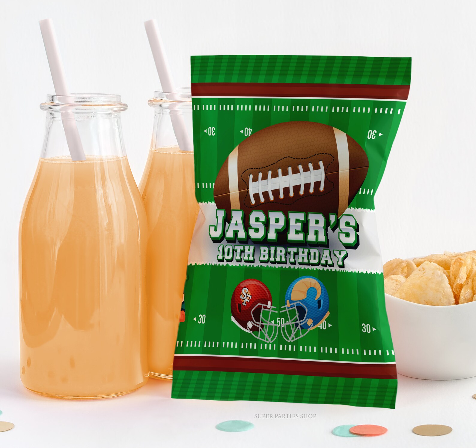 Football Chip Bag Printable Football Favor Decoration Etsy