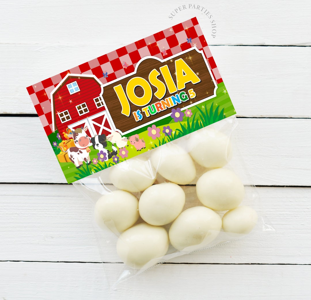 Farm Candy Bag Topper Label Printable farm Animal Baby Etsy