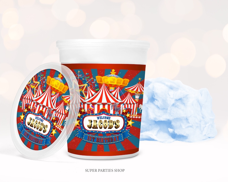 Circus Cotton Candy Label Printable Circus Cotton Tube Label - Etsy