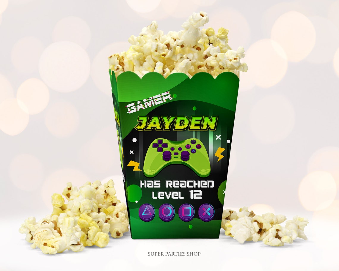 Gamer Popcorn Box Printable Custom Popcorn Box Gamer Etsy