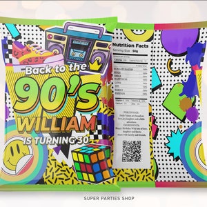 90s Printable Chip Bags, Snack Bag, Throwback Retro, Love the 80's 90's ...