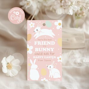 Editable Easter Tag Friend any Bunny, Easter Gift Tags, Easter Favor Tags, Candy Tag, Easter Teacher Gift, Easter Gifts Kids Corjl DIGITAL