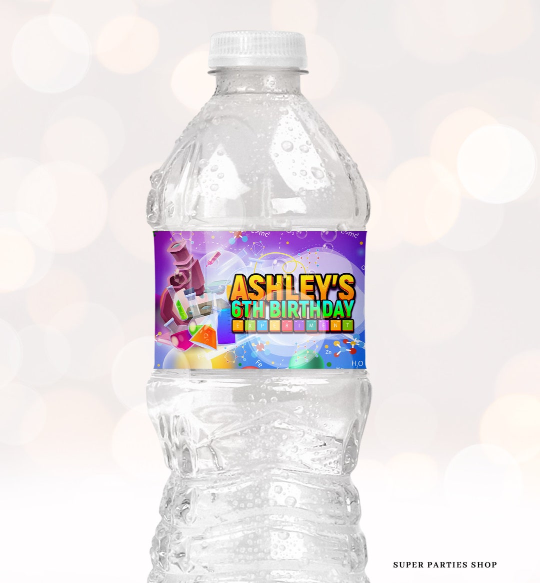 Mad Science Water Bottle Label Printable , Science Birthday, Scientist Party, Girls Birthday ...