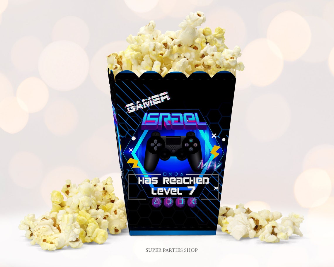 Gamer Popcorn Box Printable Custom Popcorn box Gamer Etsy