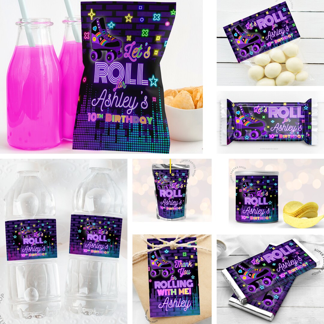Roller Skate Party Bundle Printable Labels , Roller Skates Favors