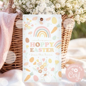 Editable Easter Tag Hoppy Easter Gift Tags, Easter Favor Tags, Candy Tag, Easter Teacher Gift, Easter Gifts Kids Corjl DIGITAL