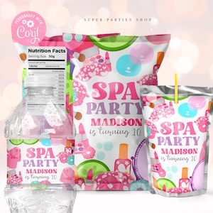 Editable Spa Party Bundle Kit Printable Chip Bag Printable,Spa Birthday, Girls Spa Day, Spa Party Decoration Corjl Edit