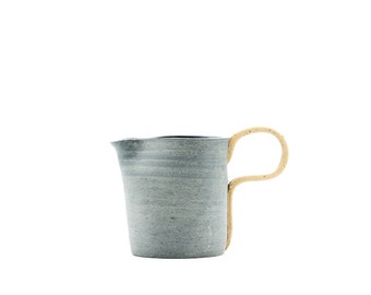 Ceramic Milk Jug, 350 ml Hand-thrown Stoneware in Dark Blue, Pale Grey and Sandy Beige