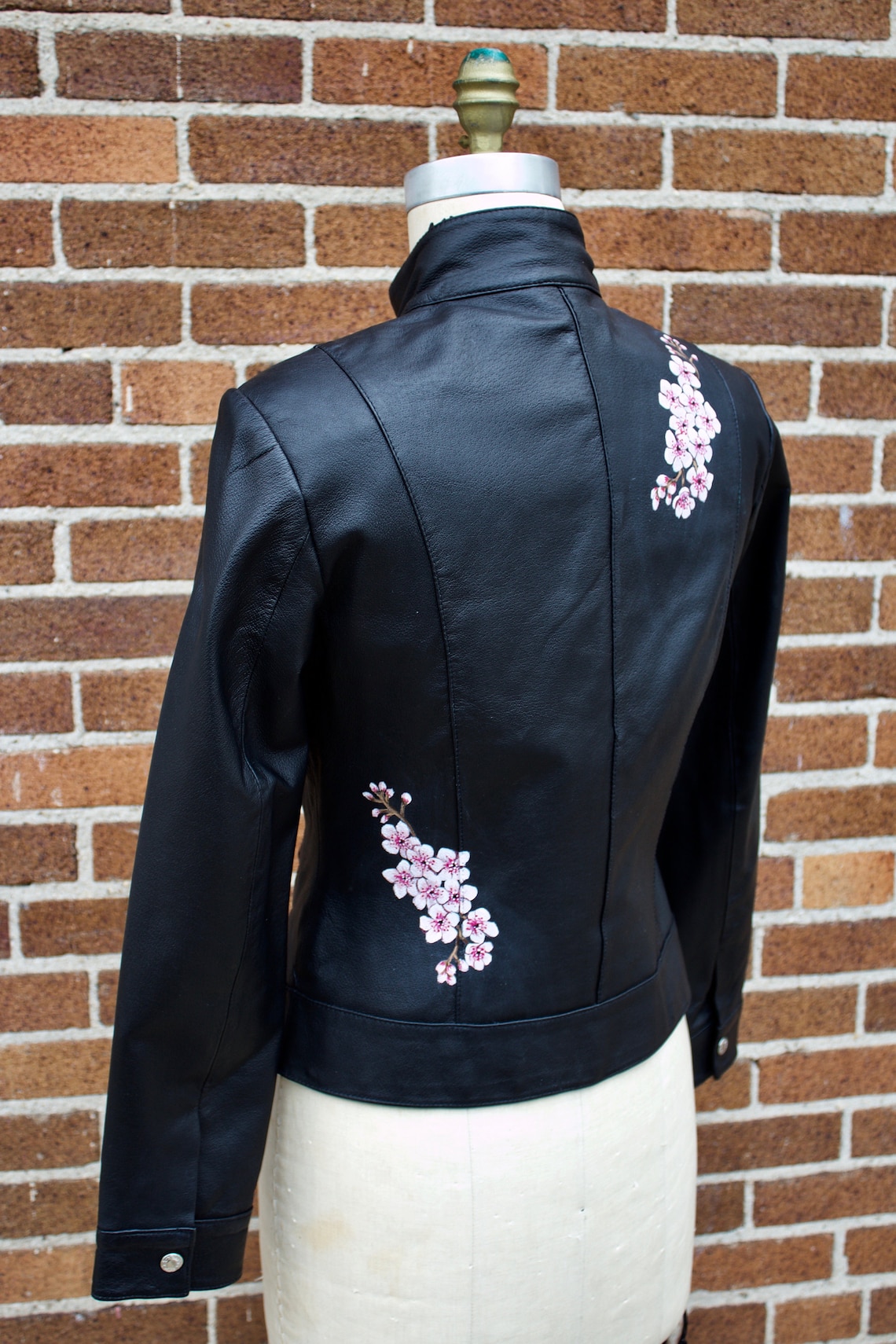 Cherry Blossom Jacket Hand Painted Genuine Leather Jacket Etsy