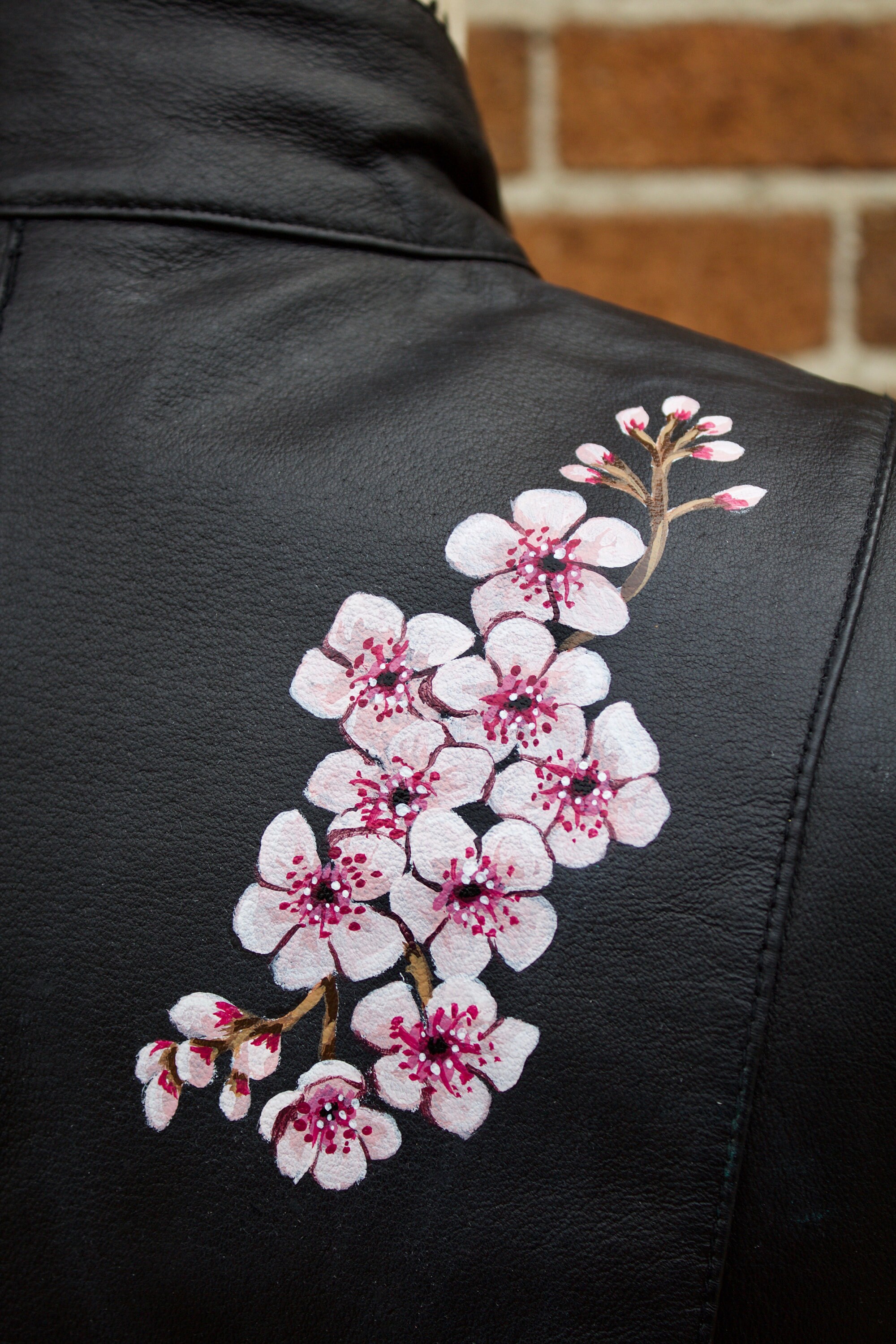Cherry Blossom Jacket Hand Painted Genuine Leather Jacket | Etsy