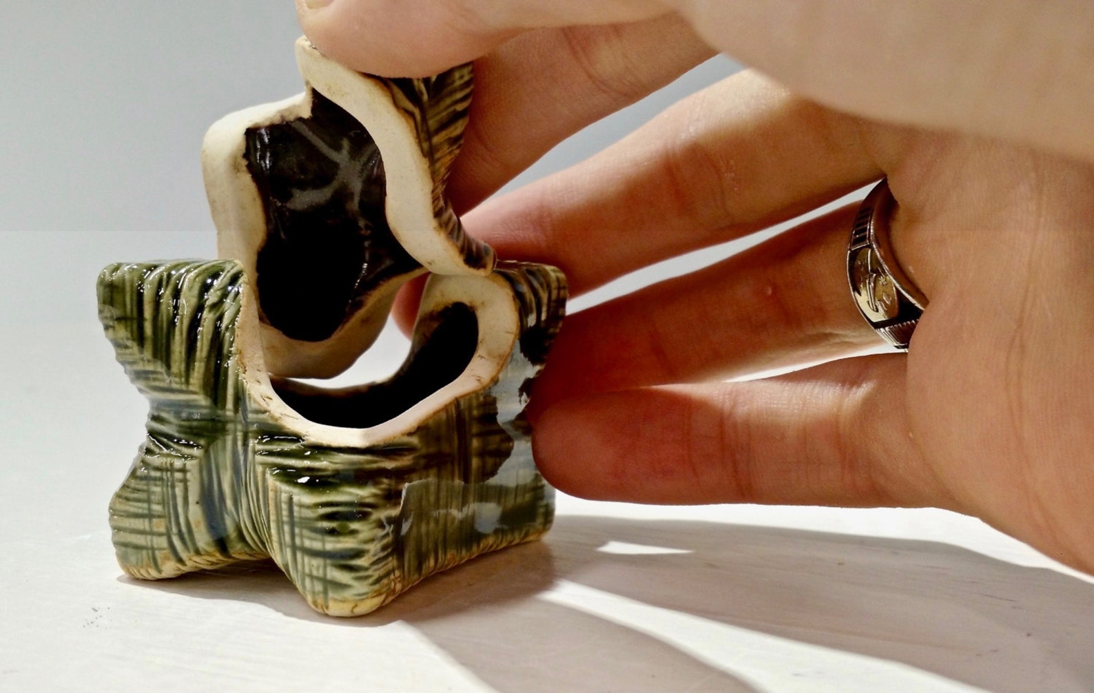 Green Ceramic Box Ceramic Puzzle Box Ceramic Trinket Box Handmade Ring