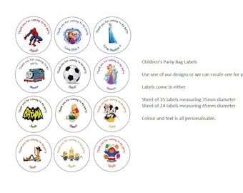 Personalised Puppy Dog Birthday Party round stickers labels party cone sheet