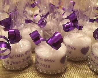 Gepersonaliseerde bruiloft gunsten, grote waxinelichtjes x 10