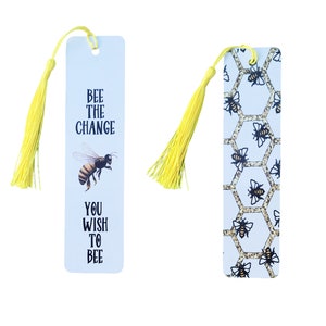 Bee the Change Metal Bookmark, inspirational bookmark, bookworm gift image 2