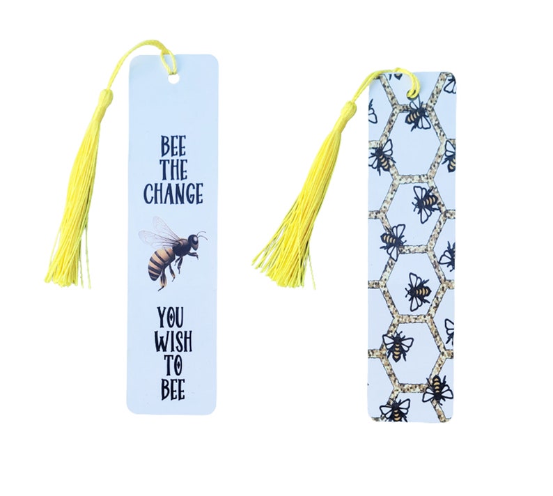 Bee the Change Metal Bookmark, inspirational bookmark, bookworm gift image 2