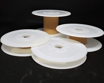 White Spool Empty Plastic 7.6 cm tall x 6.5 cm wide Reel Ribbon Storage 5 pack White Spool Empty Plastic 7.6 cm tall x 6.5 cm wide Reel Ribbon Storage 5 pack