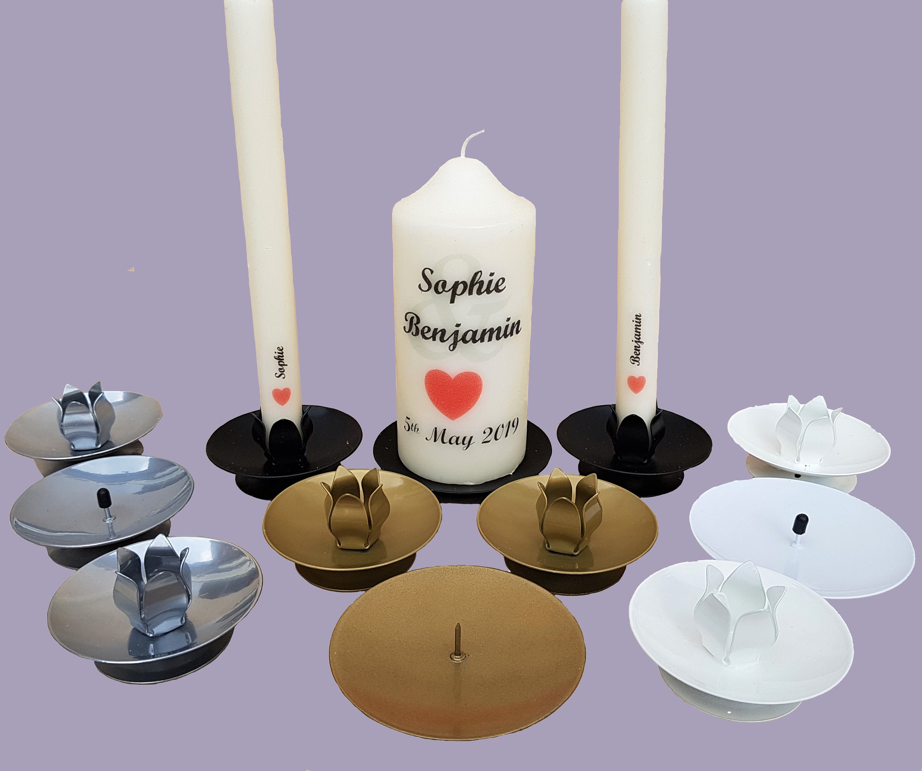 Twin Hearts Flower Romantic Candle Holders Home Decor Tea Light Craft 22.5cms 